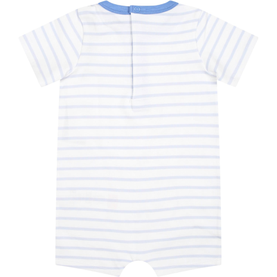 Shop Kenzo White Romper For Baby Boy With Print And Logo