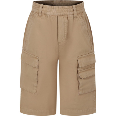 Shop Little Marc Jacobs Beige Cargo Shorts For Boy With Logo