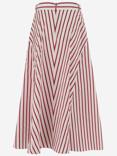 Shop Ralph Lauren Striped Cotton Skirt In 1612 Red/white Stripe