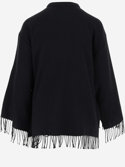 Shop By Malene Birger Cotton Blend Shirt With Fringes In Black