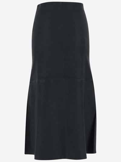 Shop By Malene Birger Simoas Leather Skirt In Blue