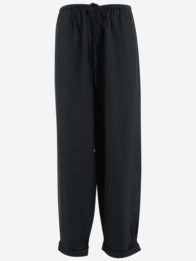 Shop By Malene Birger Joanni Synthetic Fabric Trousers In Black