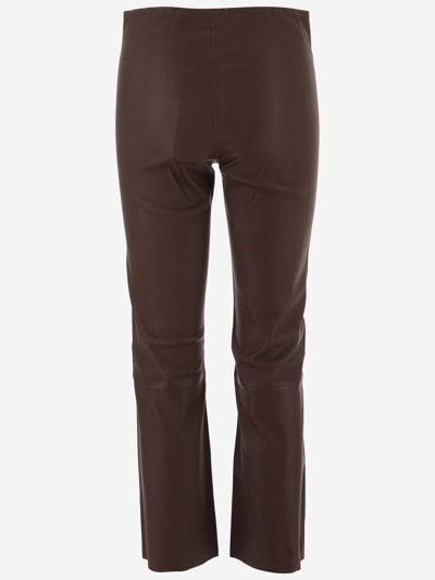 Shop By Malene Birger Leather Trousers In Chestnut