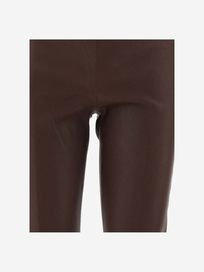 Shop By Malene Birger Leather Trousers In Chestnut