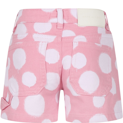 Shop Little Marc Jacobs Pink Shorts For Girl With All-over Polka Dots