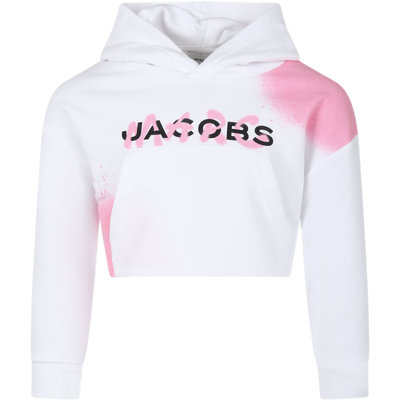 Shop Little Marc Jacobs White Sweatshirt For Girl With Logo