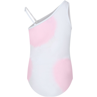 Shop Little Marc Jacobs White Swimsuit For Girl With Logo
