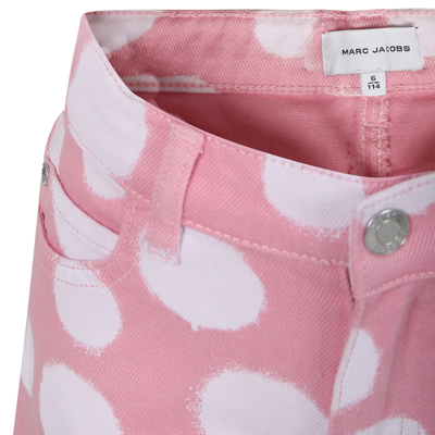 Shop Little Marc Jacobs Pink Shorts For Girl With All-over Polka Dots