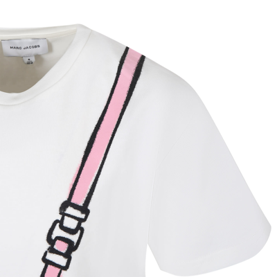 Marc Jacobs White Dress For Girl With Iconic Bag In White