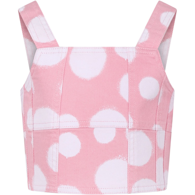 Shop Little Marc Jacobs Pink Top For Girl With All-over Polka Dots