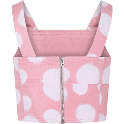 Shop Little Marc Jacobs Pink Top For Girl With All-over Polka Dots