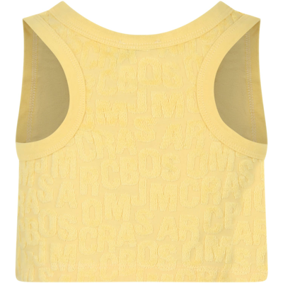 Shop Little Marc Jacobs Yellow Tank Top For Girls With Logo
