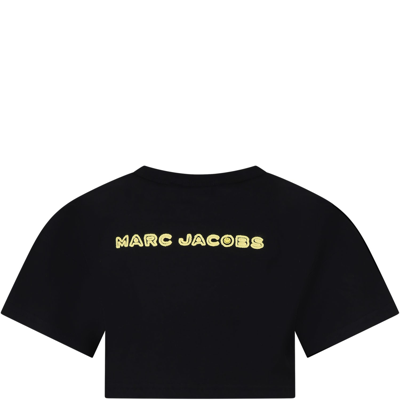 Shop Little Marc Jacobs Black T-shirt For Girl With Smiley And Logo