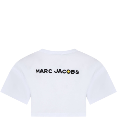 Shop Little Marc Jacobs White T-shirt For Girl With Smiley And Logo