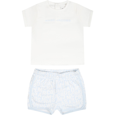 Shop Little Marc Jacobs Blue Set For Baby Boy With Logo In Light Blue