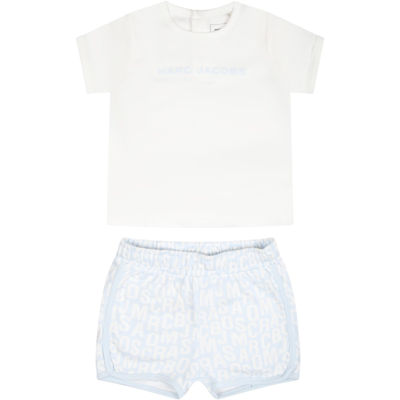Marc Jacobs Blue Set For Baby Boy With Logo In Light Blue