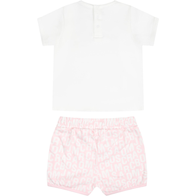 Shop Little Marc Jacobs Pink Set For Baby Girl With Logo In Fuchsia