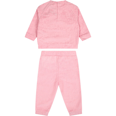 Shop Little Marc Jacobs Blue Set For Baby Girl With Logo In Pink