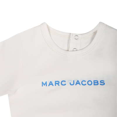 Shop Little Marc Jacobs Blue Sports Outfit For Newborns With Logo In Light Blue