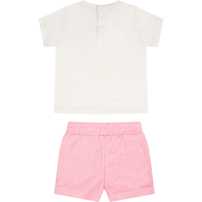 Shop Little Marc Jacobs Pink Set For Baby Girl With Logo