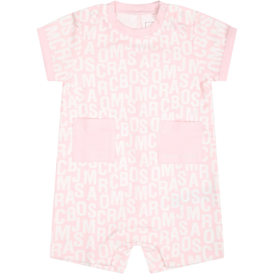 Shop Little Marc Jacobs Pink Romper For Baby Girl With Logo