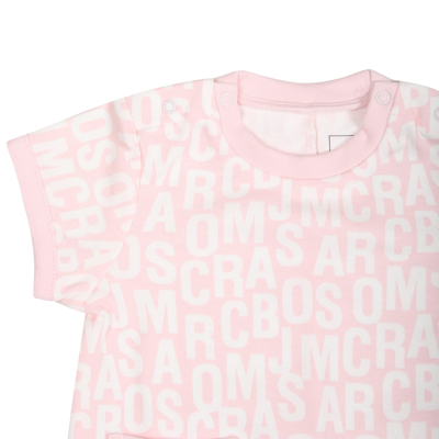 Shop Little Marc Jacobs Pink Romper For Baby Girl With Logo