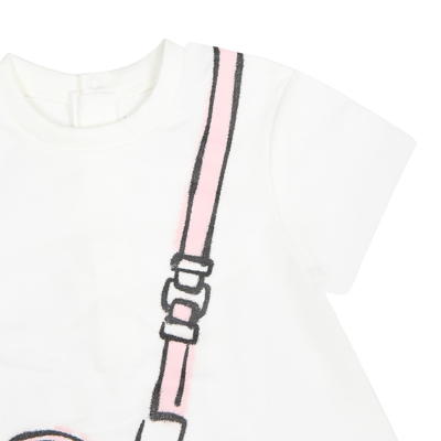 Shop Little Marc Jacobs White Dress For Baby Girl With Iconic Bag
