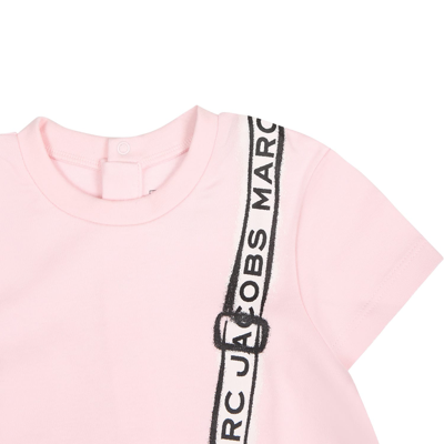 Shop Little Marc Jacobs Pink Dress For Baby Girl With Iconic Bag