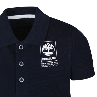 Shop Timberland Blue Polo Shirt For Boy With Logo