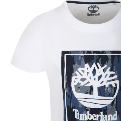 Shop Timberland White T-shirt For Boy With Logo