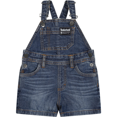 Timberland Denim Dungarees For Baby Boy With Logo In Denim