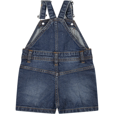 Shop Timberland Denim Dungarees For Baby Boy With Logo