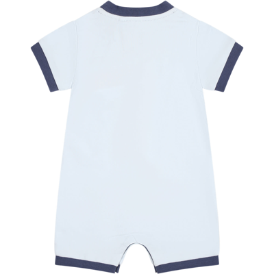 Shop Timberland Light Blue Romper For Baby Boy With Logo