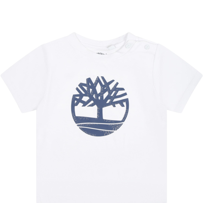 Shop Timberland White T-shirt For Baby Boy With Logo