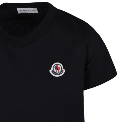 Shop Moncler Black T-shirt For Kids With Logo