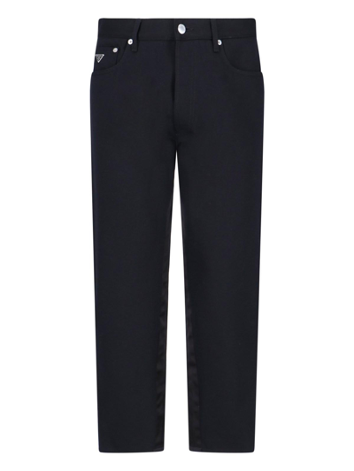 Shop Prada Cropped Straight Jeans In Nero