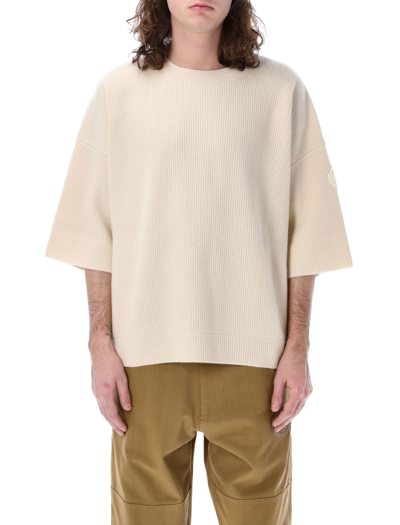 Shop Moncler Genius Short Sleeves Sweater In Natural