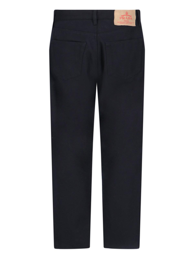 Shop Prada Cropped Straight Jeans In Nero