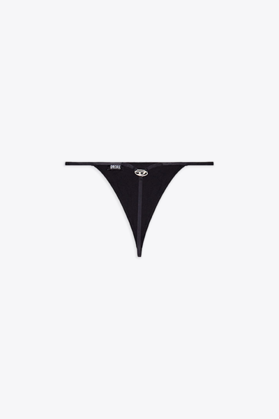 Shop Diesel Ufst-d-string Black Thong With Metal Oval D Logo - Ufst D-string In Nero