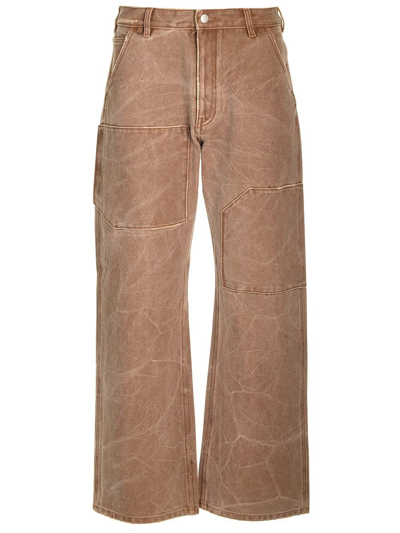 Shop Acne Studios Distress Detailed Wide-leg Pants In Brown