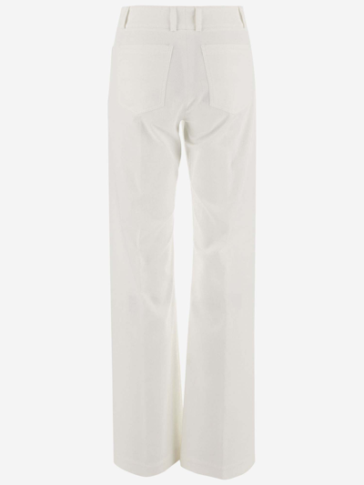 Shop Ql2 Stretch Cotton Wide Leg Pants In White