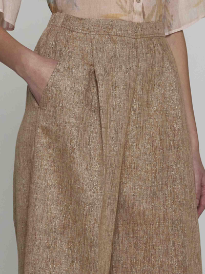 Shop Forte Forte Lurex Linen And Cotton Trousers In Beige