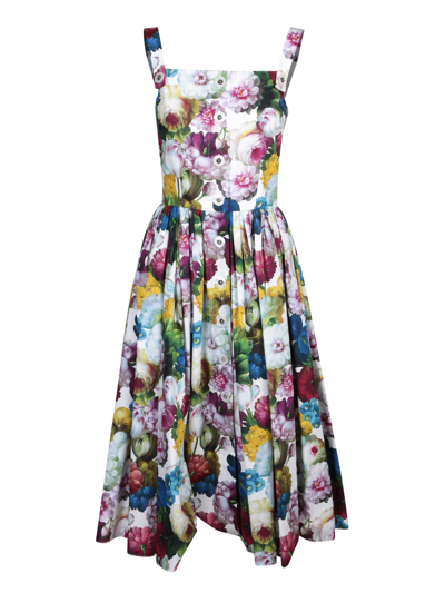 Shop Dolce & Gabbana Night Flower Print Dress In Multi