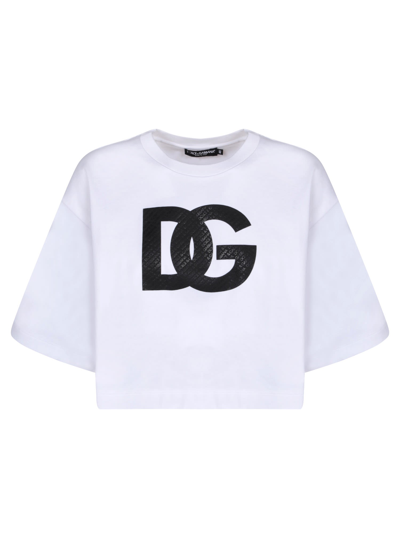 Shop Dolce & Gabbana Cropped White T-shirt