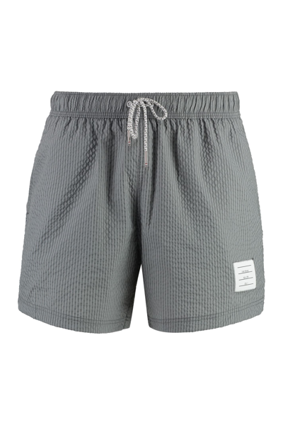 Shop Thom Browne Nylon Swim Shorts In Grey