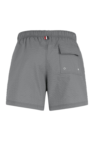 Shop Thom Browne Nylon Swim Shorts In Grey