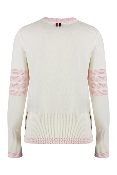 Shop Thom Browne Cotton Crew-neck Sweater In White