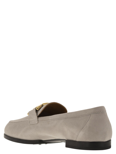 Shop Tod's Moccasin In Nubuck With Metal Chain In Grey