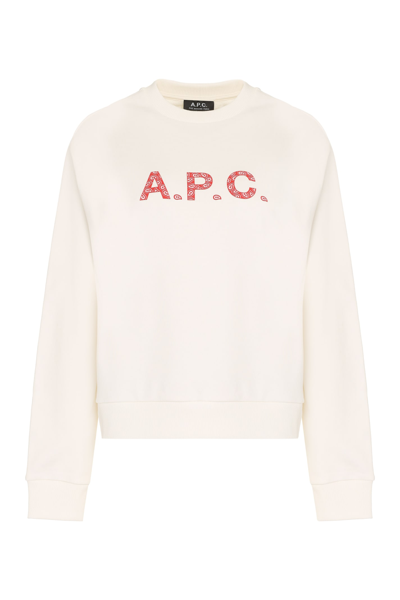 Shop Apc Patty Cotton Crew-neck Sweatshirt In White