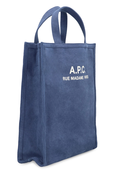 Apc A.p.c. Recovery Logo Printed Shopping Bag In Denim